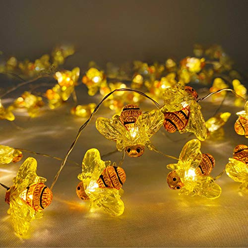 Honeybee Decorative String Lights, 40 LED USB Plug-in Copper Wire Bee Fairy Lights,LED String Lights with 8 Modes Remote C...