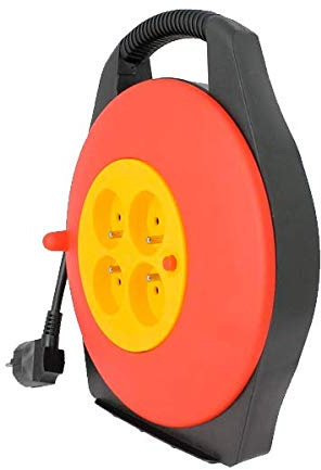 Enrouleur électrique 4 prises 16A/230VAC - 3G1,5 – 10 mètres + coupe circuit