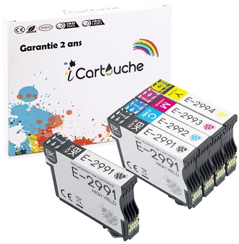 icartouche Cartouche d'encre Compatible pour Epson 29XL Expression Home XP-235 XP-245 XP-247 XP-255 XP-257 XP-332 XP-335 XP-342 XP-345 XP-352 XP-355 XP-432 XP-435 XP-442 XP-452 XP-455 (2BK 1C 1M 1Y)