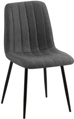 CLP Esszimmerstuhl gepolstert Dijon, mit Ziernähten & Bodenschonern, bequemer Polsterstuhl für Esszimmer & Küche, belastbar bis 150 kg Farbe dunkelgrau Material Stoff