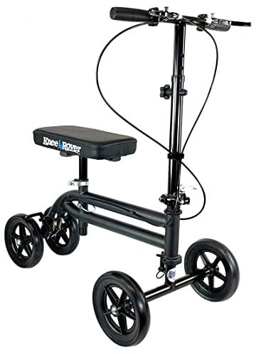 KneeRover Erschwinglicher Knie-Roller, lenkbarer Knie-Rollator, orthopädischer Knie-Roller für Fuß-, Unterschenkel- oder Knöchelverletzungen, Ersatz für Krücken in Mattschwarz, CE-zertifiziert
