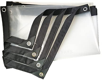 AWSAD Abdeckplane aus Kunststoff, wasserdicht, PVC, Schutz vor Regen und Wind, mit Kunststoffplane (Farbe: transparent, Größe: 1 x 2,5 m)