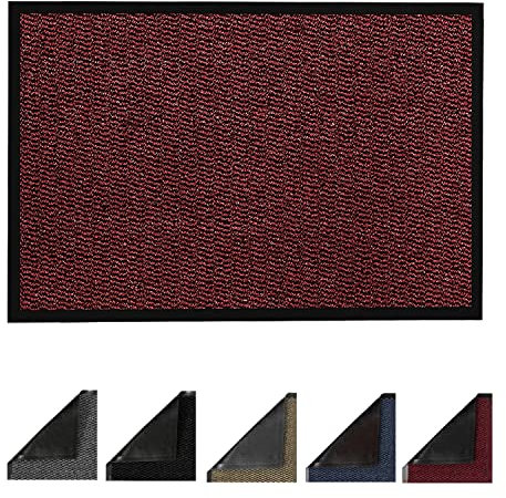 JKZ RUG AND DOORMATS Door Mats Non-slip Barrier Mat Indoor/Outdoor Kitchen Mat Heavy Duty Material Rubber Backed Door Mat Super Absorbent Small Large Barrier Mats Rugs (50 x 80 cm, Red)