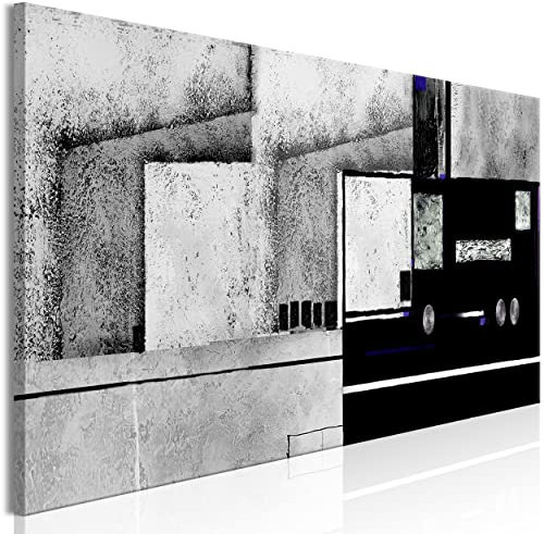 decomonkey Bilder Abstrakt 120x40 cm 1 Teilig Leinwandbilder Bild auf Leinwand Vlies Wandbild Kunstdruck Wanddeko Wand Wohnzimmer Wanddekoration Deko Modern Stein Beton Loft grau schwarz