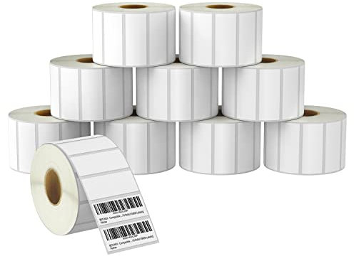 BETCKEY - 64mm x 25mm(2,5 in x 1 in) Perforierte Mehrzweck/Barcode Thermoetiketten Kompatibel mit Zebra und weiteren Druckern [10 Rollen/13800 Etiketten]