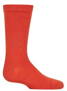SockShop Kids’ Bamboo Socks, Comfort Cuff, Hand Linked Toes, Plain Bright Solid Striped, Soft,Breathable, 1 Pair Pack (UK, Age, 4 Years, 7 Years, Regular, Rust)