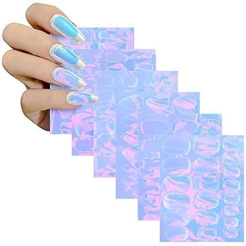 ISAKEN Autocollant Transfert Foil Nail Art Stickers Decals, Étoilé Stickers Ongles Morceaux De Verre Papier Vernis Adhésif Feuilles De Transfert Kit pour Femmes
