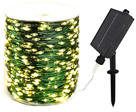 RESNICE Solar-Lichterketten, 30M 300 LEDs, grüner Kupferdraht, wasserdichte Outdoor-Garten-Hinterhof-Terrassen-Veranda-Baum-Hochzeits-Party-Dekoration
