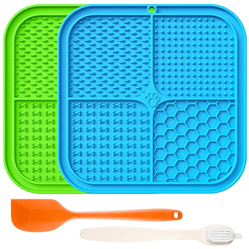 Licky Mats for Dogs and Cats, Premium Lick Mats with Suction Cups for Dog Anxiety Relief, Dog Licking Mat for Bathing, Grooming and Training (Blue and Green, Large)