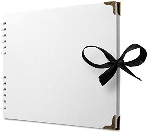 28 x 22 cm Sammelalbum mit 50 Weiss Seiten Scrapbook-Album aus dickem Kraftpapier, lösungsmittelfreies Fotoalbum, Spiralalbum, gestalten Sie Ihr eigenes Fotobuch für Kunst- und Bastelprojekte