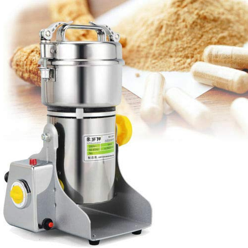 Electric Grain Grinder 60-300 Mesh Mill Powder Machine Herb Cereal Spice Mill 2800W 500G W/Time Setting Function