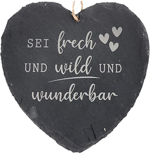 Spruchreif | Großes Schieferherz mit Gravur | Schieferherz mit Spruch | Schiefertafel in Herzform mit Kordel zum Aufhängen | Wanddeko mit Sprüchen | Schiefer Türschild | Dekoherz