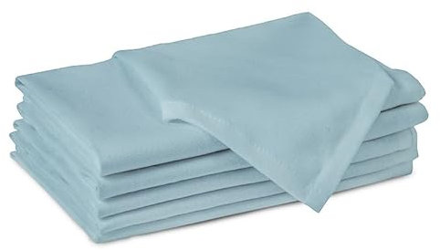 Encasa XO Baumwollstoffservietten | 6er-Set | Größe 43x43 cm | Ice Blue Volltonfarbe | Waschmaschinenfest