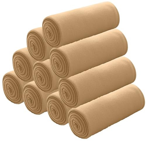 wometo 10er Vorteilspack Fleecedecke oekoTex 130x160 ca. 400g mit Anti-Pilling und Kettelrand beige