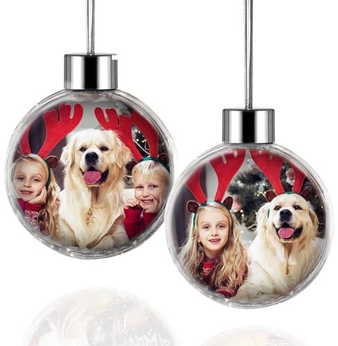 witfox Personalisierte Weihnachtskugeln mit Foto weihnachtsbaumschmuck - Personalisierte weihnachtsbaumkugeln Partner, Familie und Freunde, Kugel