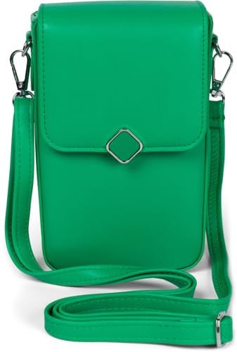 styleBREAKER Damen Box Bag Umhängetasche Einfarbig mit Magnetverschluss, 8 Kartenfächer mit Druckknopf, Crossbag 02012399, Farbe:Grün