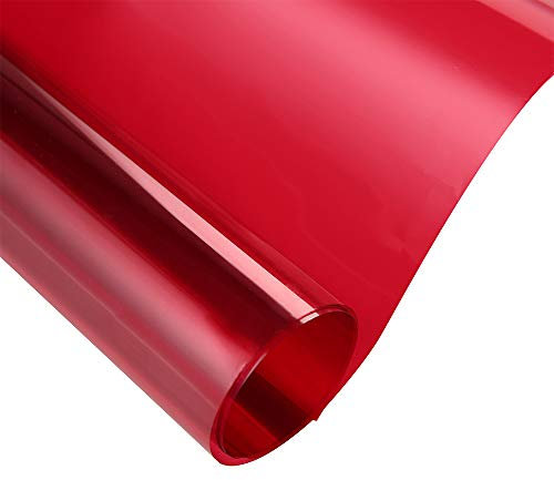 Red Transparent Film, Decorative Window Film Red Window Tint Film Colored Window Film Adhesive Vinyl Sun Blocking Heat Control Film for Christmas School Home Decoration