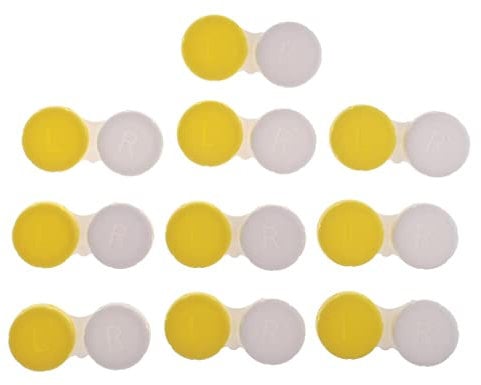 Yellow Non-Transparent Contact Lens Double Case - Pack of 10