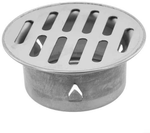 Edelstahl-Ablaufkappe, Edelstahl-Bodenablaufgitter, Deckabdeckung, Endkappe, Einsatz, rund, quadratisch, Dusche, Balkon, Garten, Küche, Abflussrohr-Zubehör (Ø 150 mm)