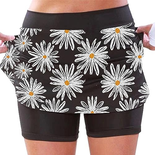 BBring Damen 2 In 1 Shorts,Damen Tenniskleid mit Hose Drunter und Integrierten BH Sportkleid Frauen Trainingskleider mit Verstellbaren Träger und Taschen Sommerkleid Short Skirts for Women(A06-BK2 M)