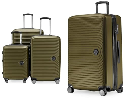 Hauptstadtkoffer Mitte - 3er Kofferset & Mitte - Großer Hartschalenkoffer, TSA, 4 Rollen, Check-In Gepäck mit 8 cm Volumenerweiterung, 77cm, 130 Liter, Avocado