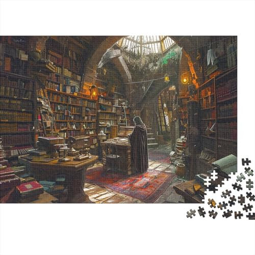 Bibliothek 1000 Stück Puzzles magischer Buchladen Impossible Puzzle Schwer Für Erwachsene Lernspiel Spielzeug Geschenk Schöne Geschenkverpackung Premium Quality Mehrfarbig 1000pcs (75x50cm)