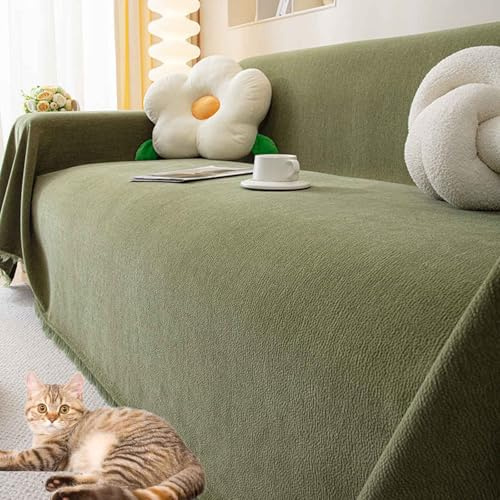 HLTQL Sofa üBerzug Decke、Couch üBerzug Decke Big Sofa XXL、Ecksofa Bezug Waschbar、Sofa üBerwurfdecke 3 4 2 1 Sitzer、Couch üBerwurf SofaüBerwurf(#Green,180x340cm)