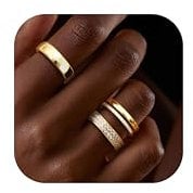 Diamday 3Pcs Gold Rings for Women,18K Gold Plated Stackable Thumb Rings Dainty Eternity Rings Cubic Zirconia Stacking Knuckle Rings Wedding Band Promise Engagement Rings Set Jewelry Gift