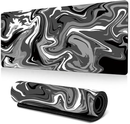 FANSU Mousepad, Abstrakte 3D Gaming Mauspad mit Vernähte Kanten, Mauspad L/XL/XXL, rutschfeste Gummibasis Mousepad Gaming, für Büro und Zuhause Mauspad Groß (1000x500mm,Grau)
