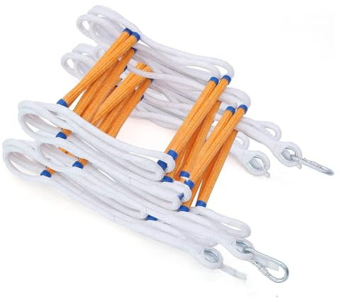 10m Feuerleiter Strickleiter Balkon Feuer Escape Leiter mit Haken Karabiner Wiederverwendbar Feuerleitern für Baumhaus, Kletter-Rettungs Seilleiter für Erwachsene und Kinder 200KG