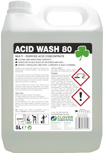 Acid Wash 80, Multi-Purpose Concentrated Acid Cleaner, 5L, Professional Strength Christeyns Clover (5 Ltr)