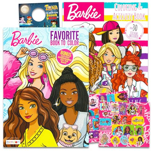 Barbie Malbuch für Mädchen – Barbie Mode-Mal- und Aktivitätsbuch-Set mit Aufklebern, Malvorlagen, Spielen, Türhänger und mehr