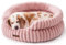 MEWOOFUN Elegante cuccia per gatti da interni, morbida, rotonda, per cani di taglia piccola e media, lavabile, calmante (rosa, L)