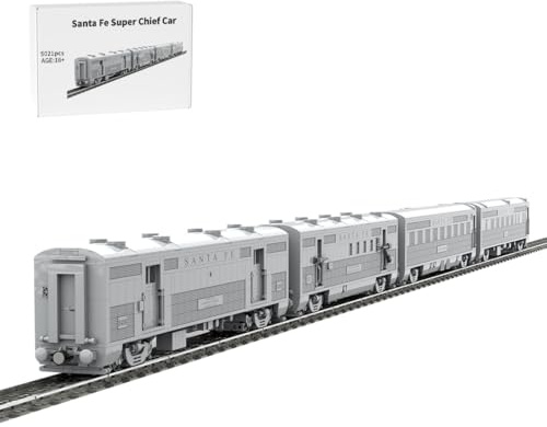 RCARTOYRTR Santa Fe Super Chief Personenzug Klemmbausteine, Zug Bausteine mit Eisenbahn Schienen Entworfen von Langemat, Eisenbahn-Spielzeug und Geschenk für Erwachsene - 5021 Teile