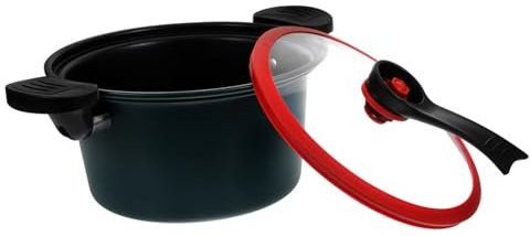 Mobestech Pentola Multifunzionale Micro Pressione Scuro Utensili per Stufati Induzione Design Antiscivolo e Manici Ergonomici