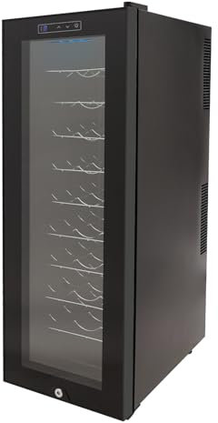 Réfrigérateur à vin autoportant 90 l pour 30 bouteilles, porte en verre trempé avec lumière LED, plage de température de 5 à 18 °C (140 W) - Noir