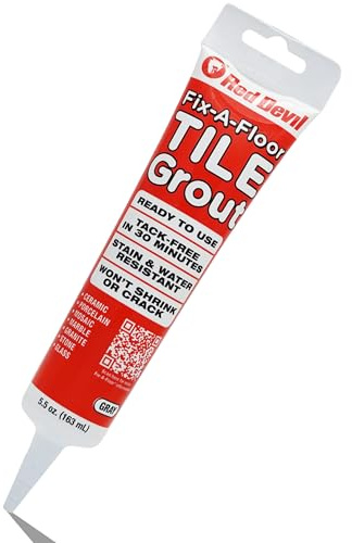 Fix-A-Floor Tile Grout Reviver, Grout Repair for Cracks, Holes & Gaps | Squeeze Tube, Grey, Pre-Mixed, Mildew-Resistant, Shrink & Crack-Proof Formula – 163ml Squeeze Tube