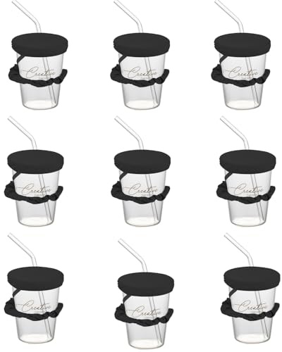 Oaygat 9Pcs Drink CoversAnti-Spike Drink Protector for Women Anti Spike Drink Cover with Straw Hole Washable Fits Most Cups & Glasses for Outdoor Travel Bar Club Party