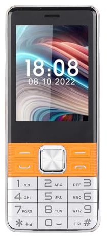 Plyisty Téléphone débloqué 2G, 4 Emplacements pour Carte SIM, écran HD de 2,8 Pouces, Lecteur MP3, Caméra Radio FM, avec Lampe de Poche LED, pour Une Numérotation Facile et des Appels (Orange)