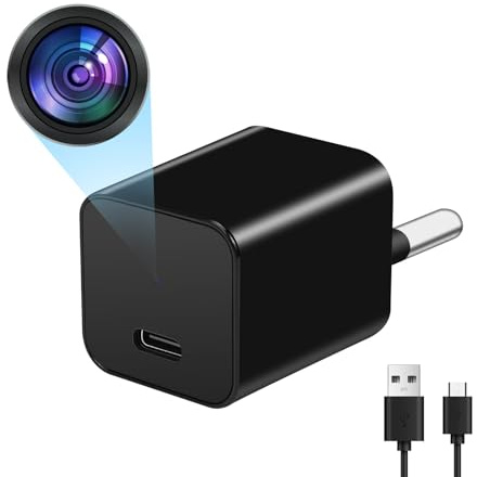 ZOUYAOGZ Mini Cámara Espía en Cargador USB, Vigilancia Oculta HD 1080P con Detección de Movimiento, Grabación en Bucle para Hogar y Oficina