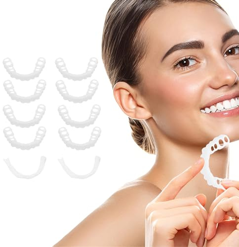 4 Paires Dentier Provisoire, Facette Dentaire,Dentier Silicone, Blanchiment Fausses Dents,Facettes Dentaires,Haut Bas Prothèses Dentaires(A)