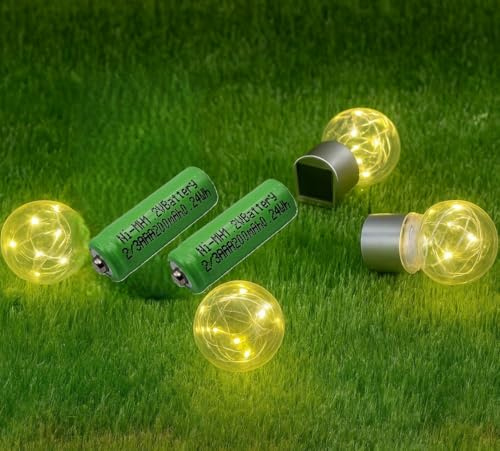 2 Stück LogiCell Wiederaufladbare 2/3AAA NI-MH-Akku 200mAh, 1,2V für Solarprodukte Solar Batterie, mit geringer Selbstentladung für Außen-Solarleuchten Solarlampen