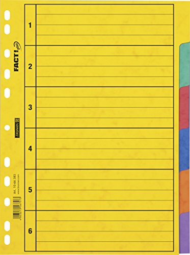 Brunnen Ordnerregister Ringbuchregister, Pressspankarton, blanko, 5 Farben, A4, 225 x 30