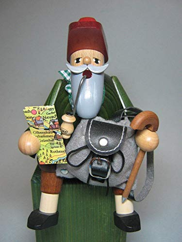KWO Olbernhau 21174 Räuchermännchen Kantenhocker Wanderlust, 14 cm