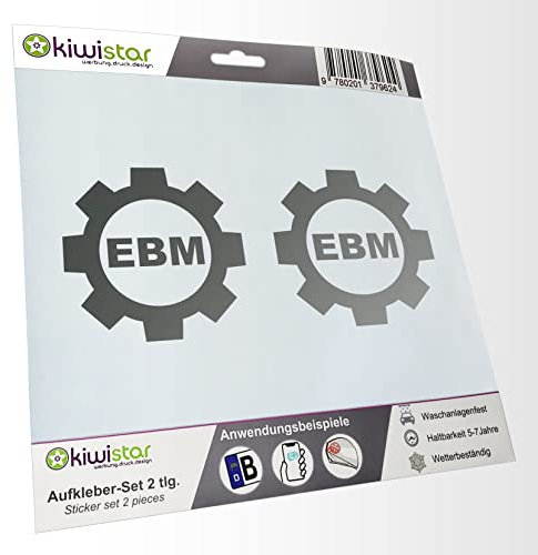 - 2X Kennzeichenaufkleber - Ebm Zahnrad - Electro Body Music - Autoaufkleber - Evolution Charles Darwin Aufkleber für Auto, Laptop, Fahrrad, LKW, Motorrad Mehrfarbig JDM Decal Racing