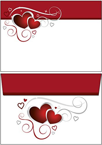 20 Briefumschläge rote Herzen DIN C6 ohne Fenster 6781-C6