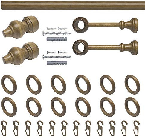 Liedeco Gardinenstange Thüringen, 28 mm Stilgarnitur Eiche rustikal L 120 cm