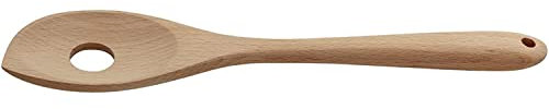 kela Livia Cuchara de Cocina con Agujero, Madera, Beige, 31 cm