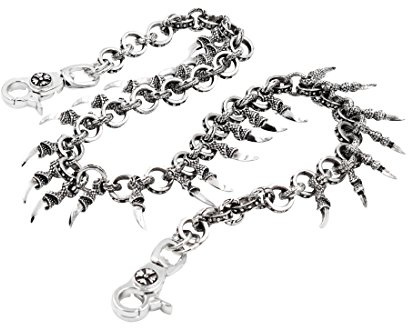 UNIQSUM Sharp Talon wallet chain Swivel Trigger snap Biker Punk Key Jean Claw chain, Silver, One Size, Unique