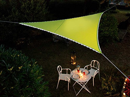 Voile d'ombrage triangulaire Leds solaires 3,60 x 3,60 x 3,60 m Vert